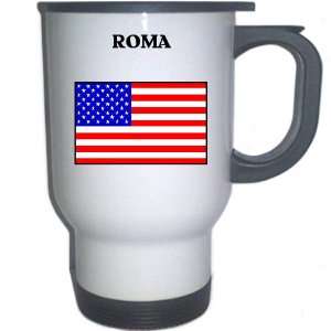  US Flag   Roma, Texas (TX) White Stainless Steel Mug 