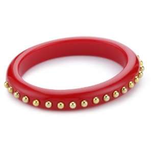Kenneth Jay Lane Red And Gold Stud Bangle