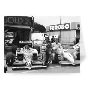 Nigel Mansell and Nelson Piquet at Brands   Greeting Card (Pack of 2 