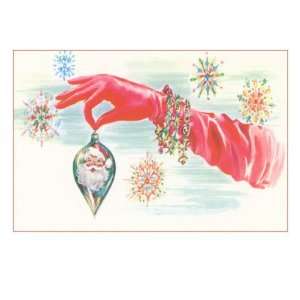  Red Gloved Arm Holding Christmas Decoration Stretched 