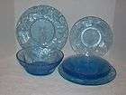 KIG*Indonesia~​Blue Glass Bowl+Plates~Fr​uit Pattern~7pcs