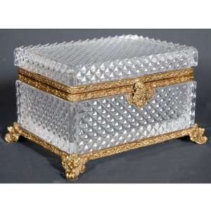   ITALIAN CRYSTAL COVERED BOX WITH BRASS ACCENTS Patio, Lawn & Garden