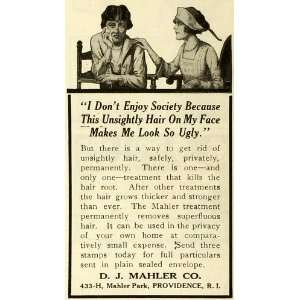 1923 Ad D. J. Mahler Permanent Facial Hair Removal Depilatory Health 