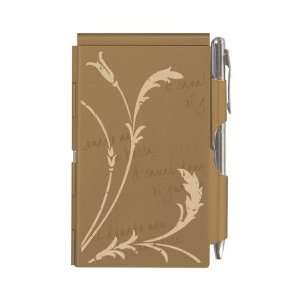 Flip Note  Tuscany  vintage words Metal case w/note pad w/retractable 