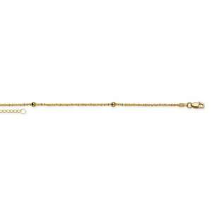 CleverEves 14K Yellow Gold 9 10 Adjustable Diamond Cut Bead Station 