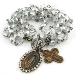  New Twiggs Crystal Virgin Mary Cross Charm Bracelet 
