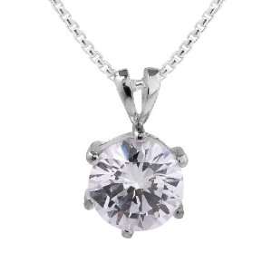  Sterling Silver Round Stud Cubic Zirconia Necklace 