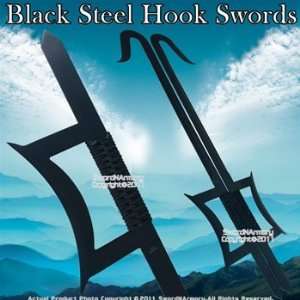 Kung Fu Wu Shu Kabal Black Steel Hook Swords Set  Sports 