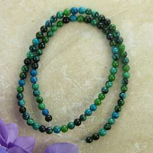  4mm blue green azurite round beads 16 strand