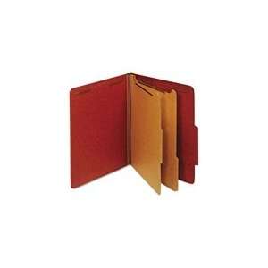  Folders, Six Fasteners, 2/5 Cut, Letter, Red, 10/Box