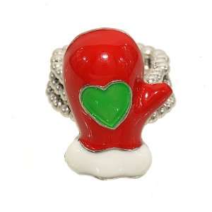   with Big Green Heart Christmas Fashion Ring with Stretch Band Jewelry