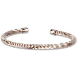  B343 Stst 7.50 Rose Gold Ip Wire Bangle Jewelry