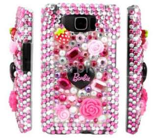 Bling Rhinestone Pink Barlie Back Hard Case Cover HTC HD2 T8585 LEO 