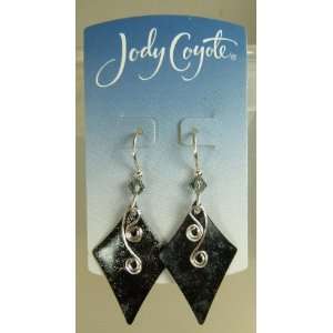  Jody Coyote Tuxedo Silver Grey Black Kite Earrings SMP267 
