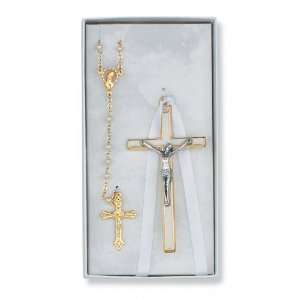  Baby Crib Cross Crucifix Rosary Set Baptism Birth Nursery Gift 