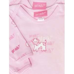  GOT MILK Baby Girl Pink 2 Piece Cotton Bodysuit Set with 