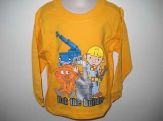 Bob the Builder Long Sleeve Shirt Tee YELLOW 2T 3T 4T  