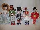 Lot of 5 Vintage Around the World Dolls Asain scottish India Russian 