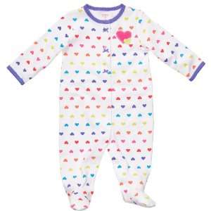 Carters Baby Girls Easy Entry Sleep & Play White with Multi Hearts 