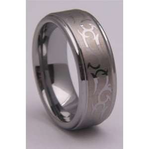  Tungsten Carbide Ring with Patterned Matte Finish   New 
