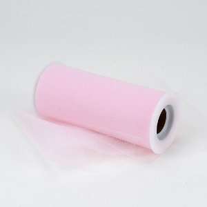  Premium Nylon Tulle Fabric 6 inch 25 Yards, Light Pink 