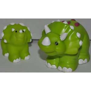 Little People Triceratops (Green Mother & Young Child) Dinosaur (2005 