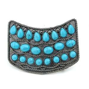 Turquoise Gemstone Beads Beaded Belt Buckle X 35 tur 2 [X 35 TUR 2]