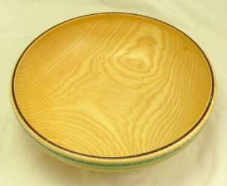   Chapman Marquetry Hand Made Turned Ash Wood Bowl Blue Inlay  