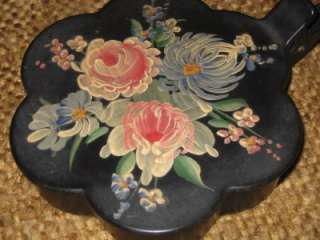 FABULOUS SIGNED TOLEWARE TIN SILENT BUTLER HAND PAINTED  