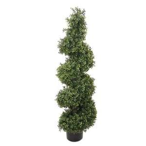   Silk Boxwood wide Spiral Topiary Tree In Pot