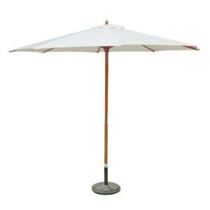   ft Beige Wooden Patio Umbrella with Pulley Patio, Lawn & Garden