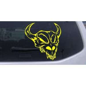 Skull With Horns Skulls Car Window Wall Laptop Decal Sticker    Yellow 