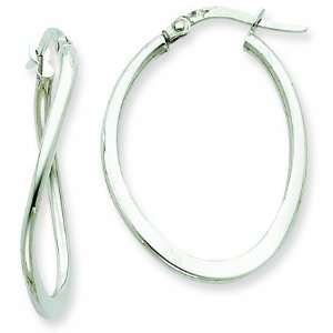  14k White Gold 2mm Tapered Twist Hoop Earrings Jewelry