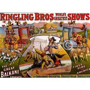  Ringling Bros Balkani Troupe Vintage Circus Poster   11 x 