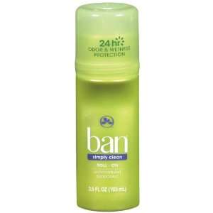  Ban Roll On Simply Clean Deodorant, 3.5 Ounce (Pack of 2 