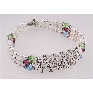  Mothers Bracelet   Triple Strand with Birthstones Made by 