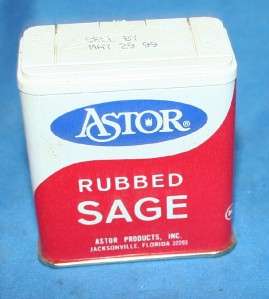 Vtg Astor Rubbed Sage Spice Tin Kitchen Collectables  