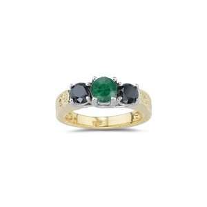  1.17 Cts Black Diamond & 0.69 Ct Emerald Ring in 14K 