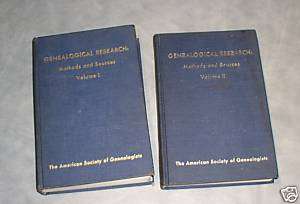 Genealogical Research Methods Sources 2 volumes 1960  