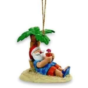 Santa Tropical Island Beach Palm Christmas Ornament  