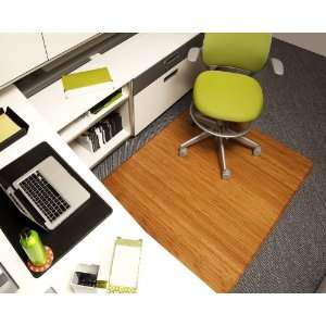  47 in x 60 in NATURAL Bamboo Tri Fold Office Chair Mat 