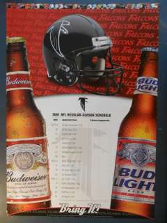 NFL Football 2001 Budweiser Poster Schedule Atlanta Falcons  