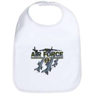  Baby Bib Cloud White US Air Force with Planes and Fighter 