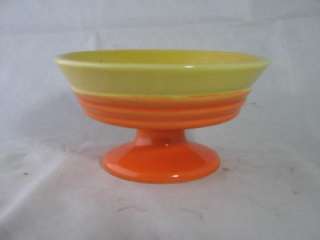 Trisa Stoneware Footed Yellow Orange Candy Dish Compote  