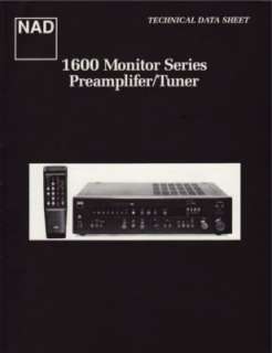nad 1600 monitor series preamp tuner brochure sales brochure for the 