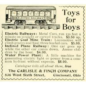  1897 Ad Carlisle Finch Boys Toys Electric Train Railroad 