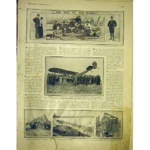  Terra Nova Aeroplane Tramcar Accidents Old Print 1913 