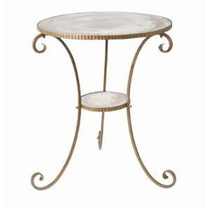  Valencia Round Scroll Table in Distressed Madrid Gold 