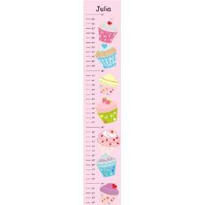  Cupcakes with Pink Polka Dots Canvas Growth Chart 