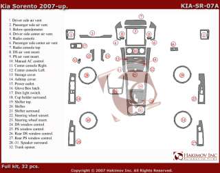 Kia Sorento 07 09 Interior Brushed Aluminum Dashboard Dash Kit Trim 